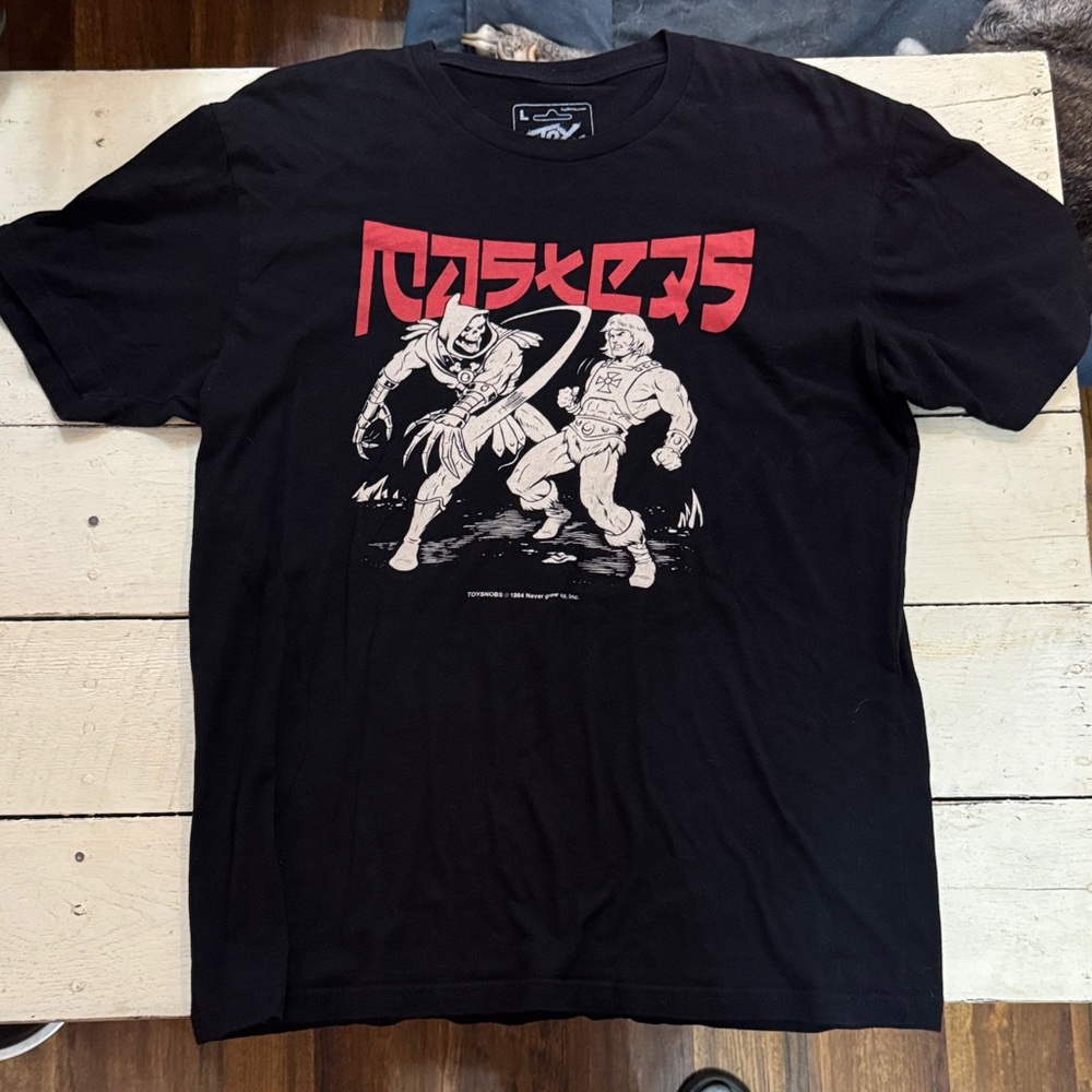 Black Graphic Tee with Red Print